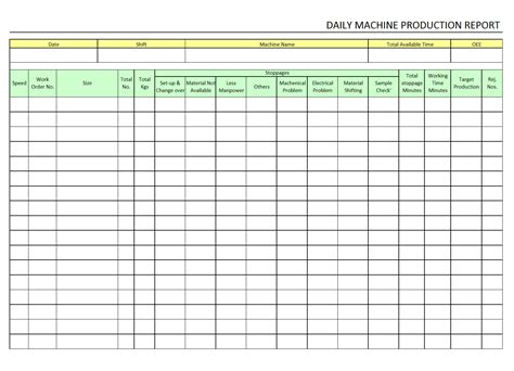 cnc machine production report format|Production Report Shift Wise .